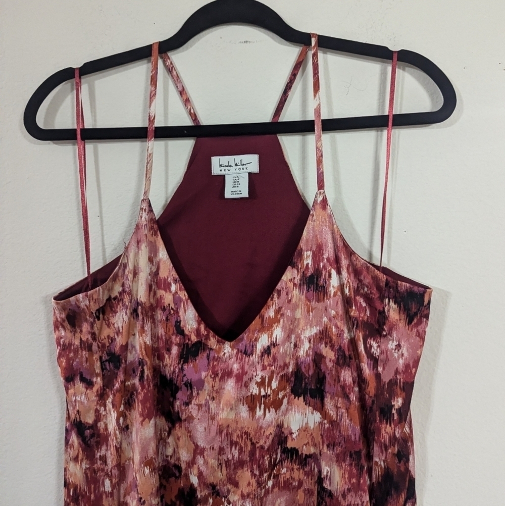 Nicole Miller Fuchsia Watercolor Floral Print Trapeze Maxi Dress - Picture 6 of 8
